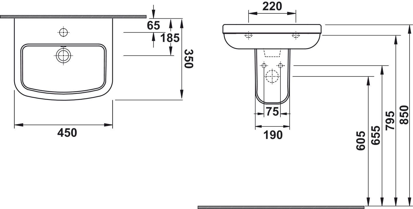 GLOW Lavabo,parlak beyaz,450x350mm