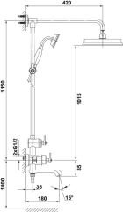 ROMANO Kolonlu duş sistemi, parlak krom