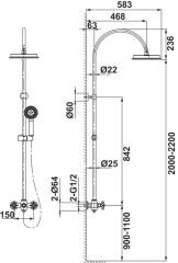 MONET Kolonlu duş sistemi, mat siyah
