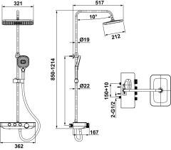 AQUAFLEX Termostatik duş sistemi,mat siyah