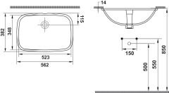 VENA Lavabo,parlak beyaz,562x382mm