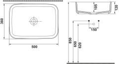 MILAGRO S Lavabo,parlak beyaz,500x360mm
