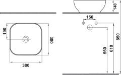 LOTUS S Lavabo,parlak beyaz,380x380mm