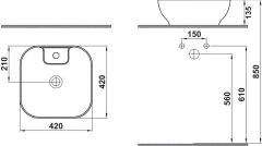 LOTUS SB Lavabo,parlak beyaz,420x420mm