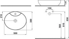 LOTUS OB Lavabo,parlak beyaz,500x420mm