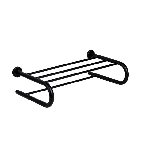 SETO Raflı havluluk,yuvarlak,mat siyah