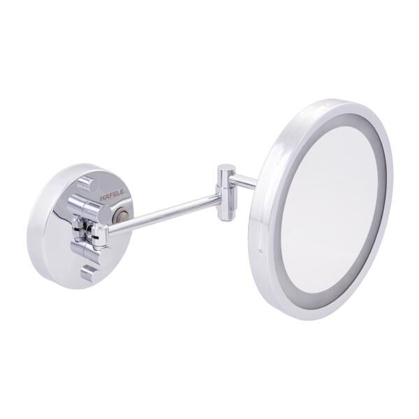 EMMY Işıklı makyaj aynası,yuvarlak,parlak krom