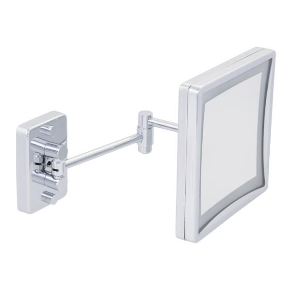 FAYE Işıklı makyaj aynası,köşeli,parlak krom