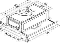 ASTROL B Davlumbaz 60cm sürgülü siyah