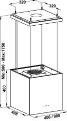 POLAR Davlumbaz 40cm abajur beyaz cam
