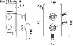 LOFT Ankastre banyo bataryası, titanyum