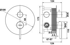 NEOMIX R 2F Ankastre banyo bataryası,mat siyah