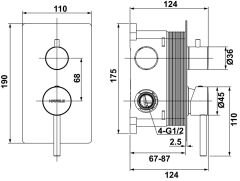 NEOMIX S 2F Ankastre banyo bataryası,mat siyah