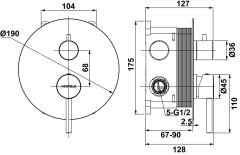 NEOMIX R 3F Ankastre banyo bataryası,parlak krom