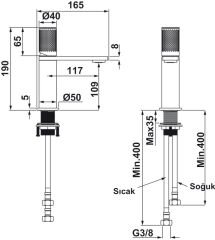 DEVON Lavabo bataryası, mat altın