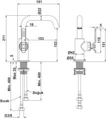 LOFT Lavabo bataryası, titanyum