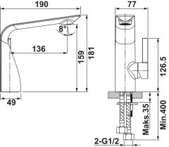 SONATE Lavabo bataryası, parlak altın
