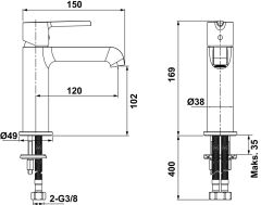 MILLENIA Lavabo bataryası,mat siyah