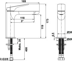 SOFIA Lavabo bataryası,paslanmaz çelik renkli