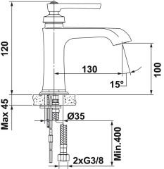 ROMANO Lavabo bataryası,parlak krom