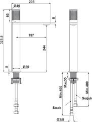 DEVON Yüksek lavabo bataryası, mat altın