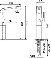 SONATE Yüksek lavabo bataryası, parlak altın