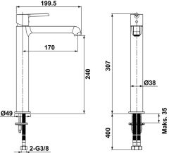 MILLENIA Yüksek lavabo bataryası,mat siyah