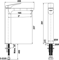 SOFIA Yüksek lavabo bataryası,parlak rose