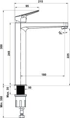 VOG Yüksek lavabo bataryası, parlak krom