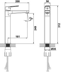 CENTRO Yüksek lavabo bataryası, mat siyah