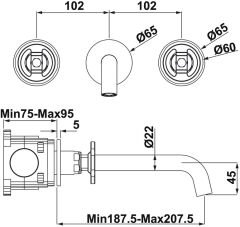 LOFT Ankastre lavabo bataryası, titanyum