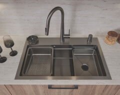 FOUNTAIN Eviye ve armatür seti,titanyum