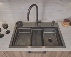 FOUNTAIN Eviye ve armatür seti,titanyum