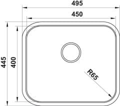 ENNA03 Eviye, tezg.altı,495x445mm,parlak
