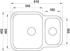 ENNA05 Eviye, tezg.altı,610x452mm,parlak