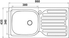 CAPUA03 Eviye,tz.üst.860x435mm,satin,sol