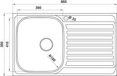 CAPUA04 Eviye,tz.üst.860x500mm,satin,sol