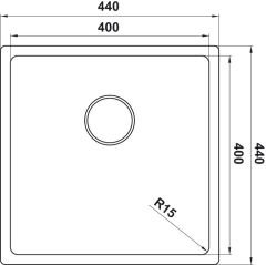 NOVARA03 Eviye,440x440mm,pas.çel.fırçalı