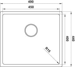 NOVARA04 Eviye,490x440mm,pas.çel.fırçalı