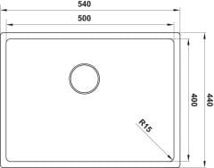 NOVARA05 Eviye,540x440mm,pas.çel.fırçalı
