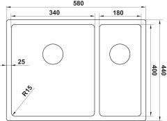 NOVARA06 Eviye,580x440mm,pas.çel.fır.sol