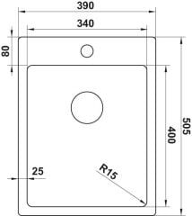 NOVARA09 Eviye,390x505mm,pas.çel.fırçalı