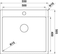 NOVARA12 Eviye,550x505mm,pas.çel.fırçalı