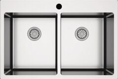 NOVARA13 Eviye,750x505mm,pas.çel.fırçalı