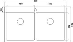 NOVARA14 Eviye,870x505mm,pas.çel.fırçalı