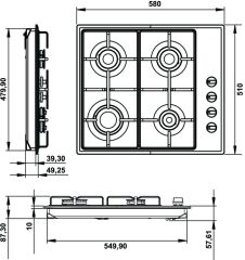 ETERNAL Ocak gazlı 60cm 4G inox