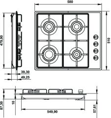ETERNAL Ocak gazlı 60cm 4G inox