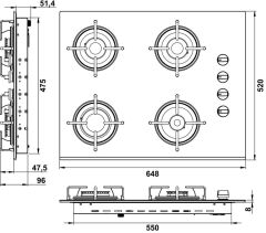 LUCE Ocak gazlı 65cm 4G siyah cam