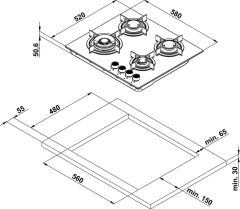 ORION II Ocak gazlı 60cm 3G1W siyah cam