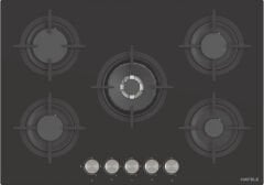 ORION Ocak gazlı 75cm 4G1W siyah cam